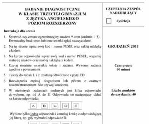 Próbny EGZAMIN GIMNAZJALNY grudzień 2011 - język ANGIELSKI: jakie były PYTANIA, ARKUSZE, ODPOWIEDZI, PRZECIEKI