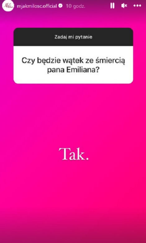M jak miłość. Będzie śmierć Emiliana Kamińskiego (Wojtka Marszałka)