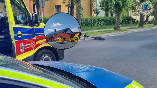 Dwóch nastolatków przewróciło się na hulajnodze. Jednego zabrała karetka, drugiego śmigłowiec