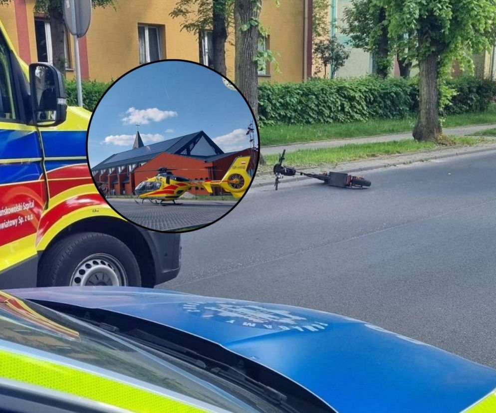 Groźny wypadek 15-latków na hulajnodze. Po jednego przyleciał śmigłowiec LPR