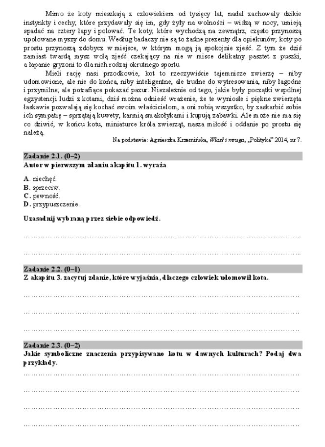 Arkusze z języka polskiego 2016