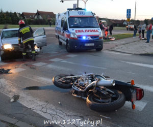 Wypadek motocyklisty w Tychach