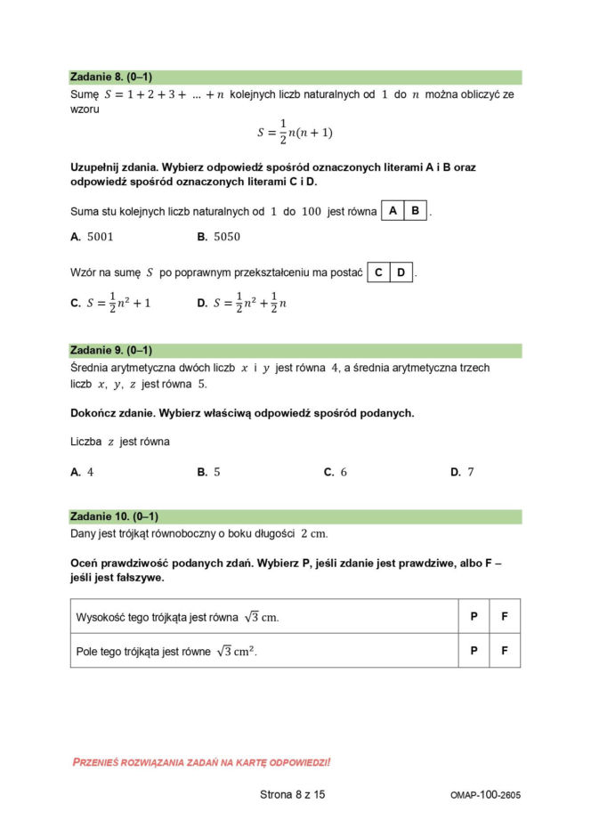 Egzamin ósmoklasisty z matematyki 2026 - Arkusze CKE