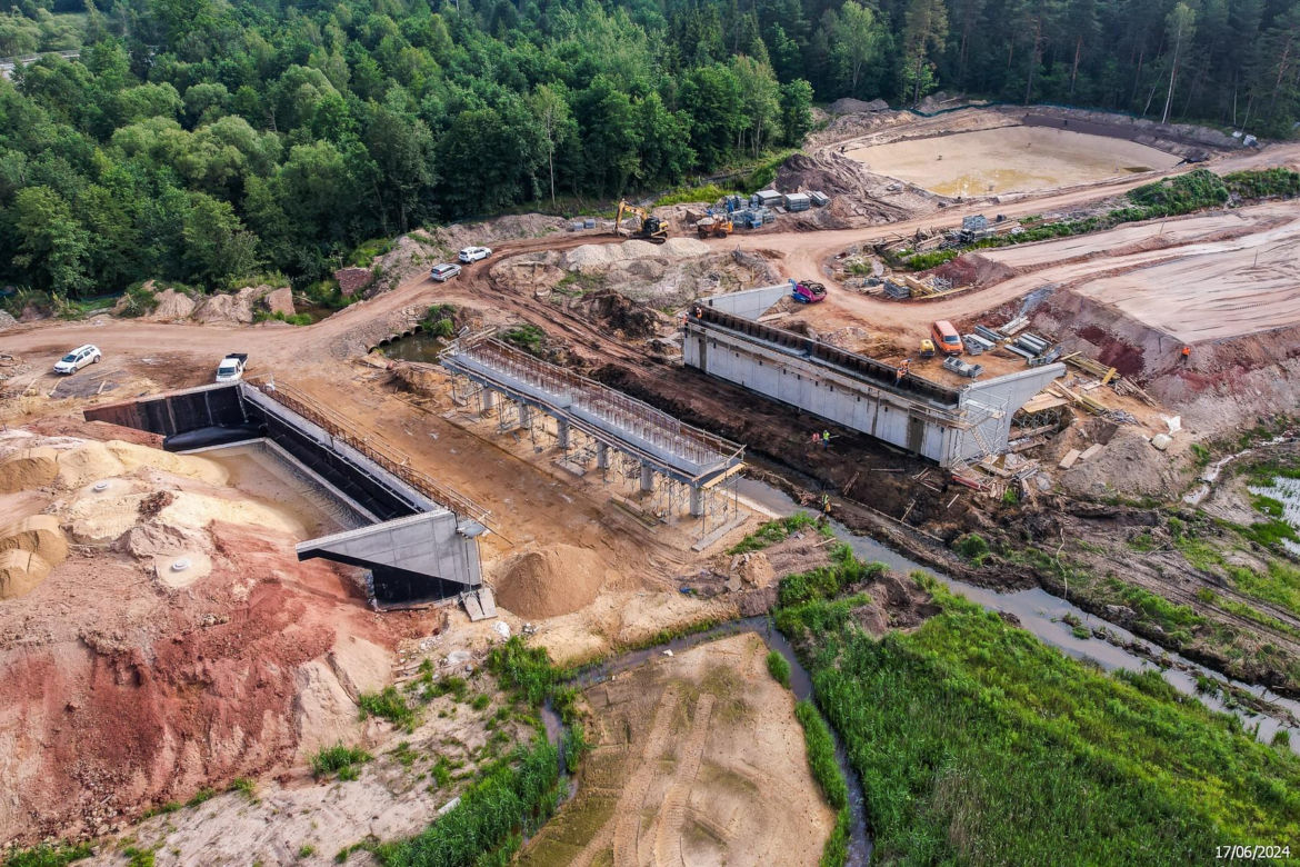 Plac budowy pierwszej części obwodnicy Zawiercia i Poręby w czerwcu 2024 r.