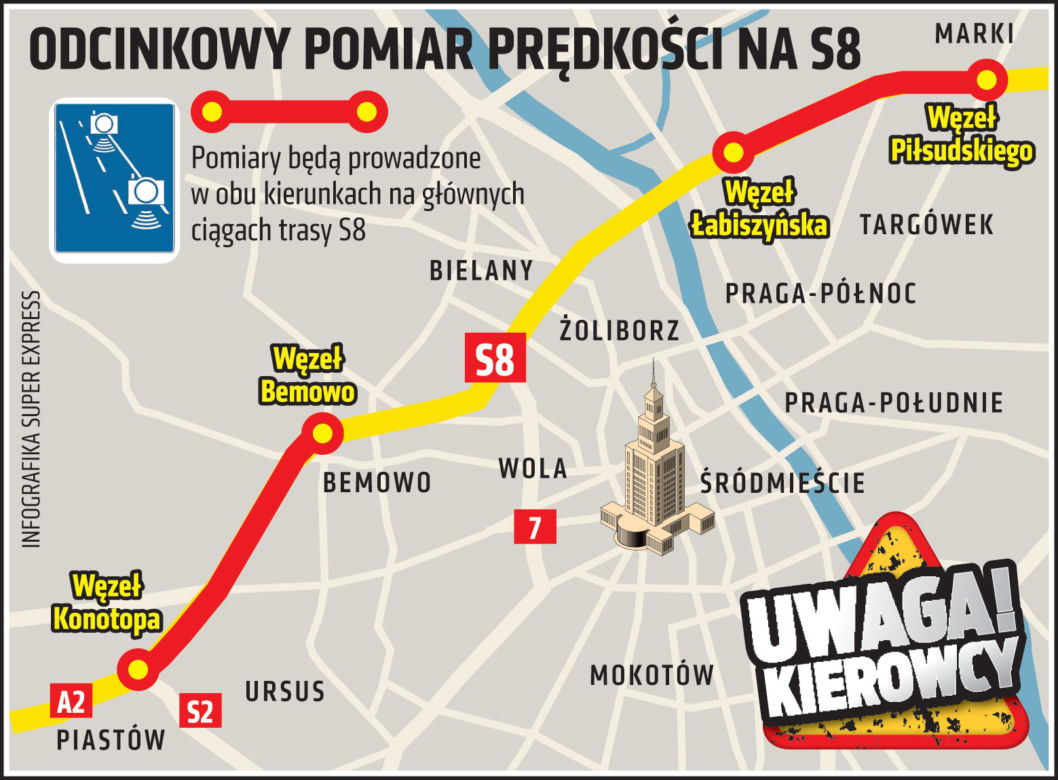 Rusza odcinkowy pomiar prędkości na S8 w Warszawie