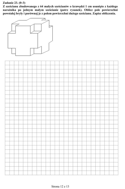 EGZAMIN GIMNAZJALNY 2014 MATEMATYKA ARKUSZE ODPOWIEDZI - OFICJALNE Z CKE