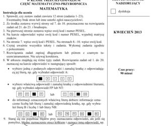 EGZAMIN GIMNAZJALNY 2013 MATEMATYKA - ARKUSZE, ODPOWIEDZI
