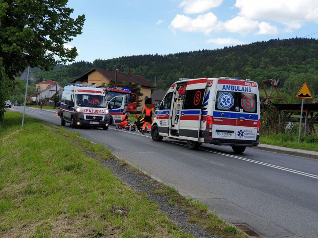 Wypadek rowerzystek w Wilkowicach