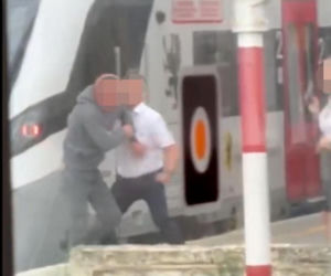 Szokujące sceny na peronie w Wejherowie! Bójka agresywnego pasażera z konduktorem