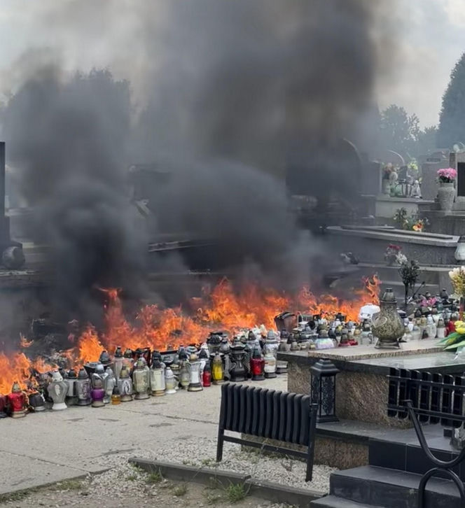 Pożar na grobie Łukasza Litewki