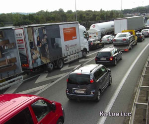 Korki na autostradowej obwodnicy Krakowa