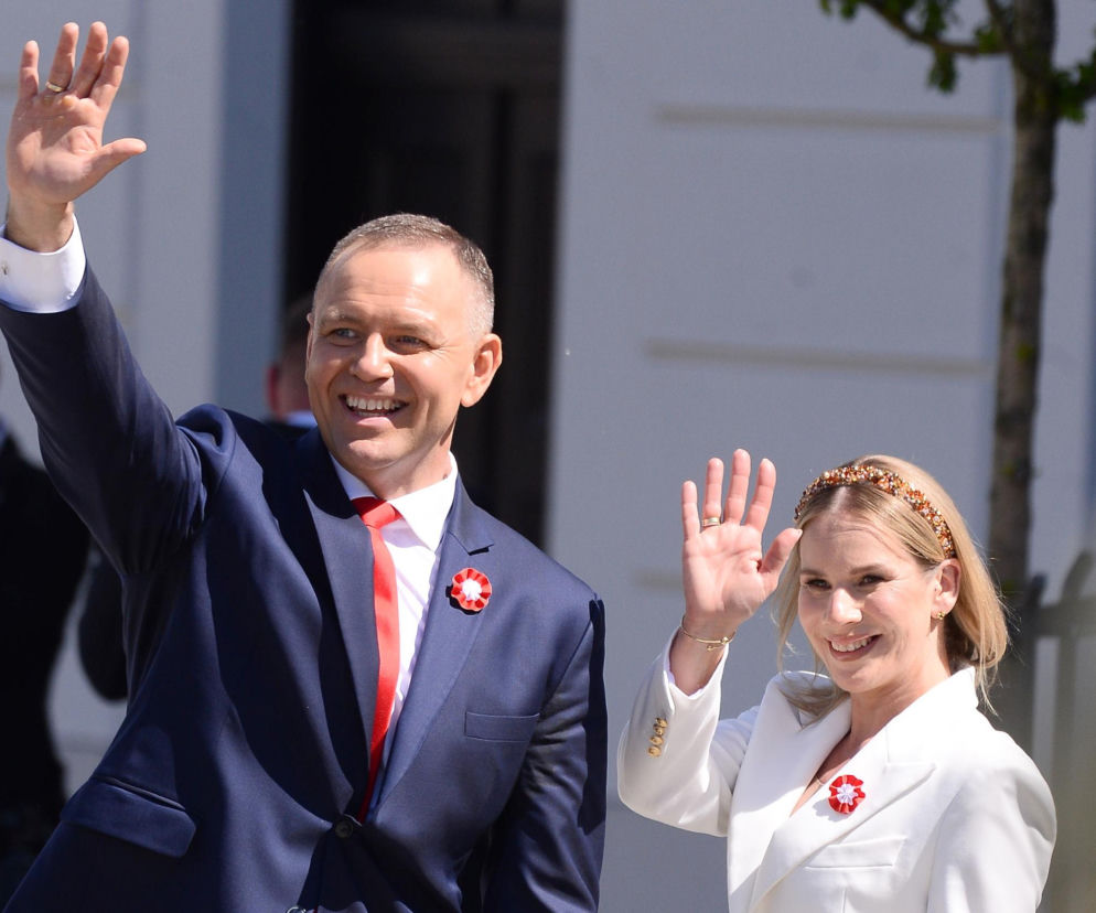 Warszawa. Święto Narodowe Trzeciego Maja. Para prezydencka na Placu Zamkowym w Warszawie