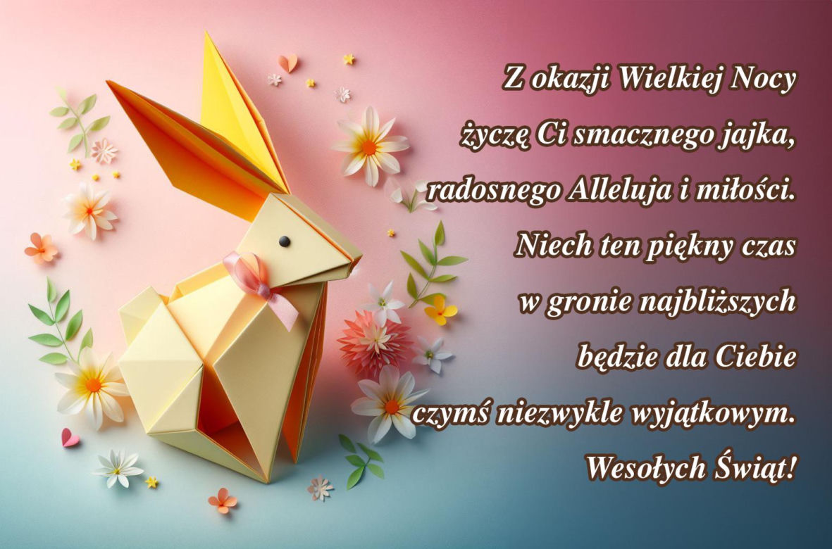 Kartka wielkanocna 2024 z życzeniami - do pobrania i wysłania za darmo