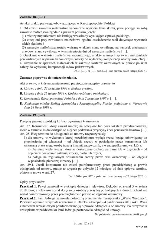 Matura z WOSu 2020. Zobacz ARKUSZ CKE