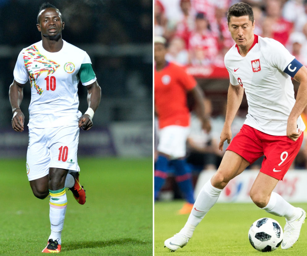Mundial 2018 - mecz Polska Senegal - Sadio Mane i Robert Lewandowski
