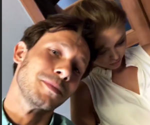 Pierwsza miłość. Jowita (Joanna Opozda) Radek (Mateusz Banasiuk) na planie