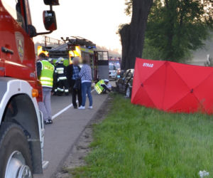 Śmiertelny wypadek w BMW. Samochód wydzwonił czołowo w drzewo