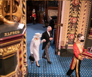 Królowa Elżbita II, książę Karol i księżna Camila na otwarciu parlamentu w Westminsterze