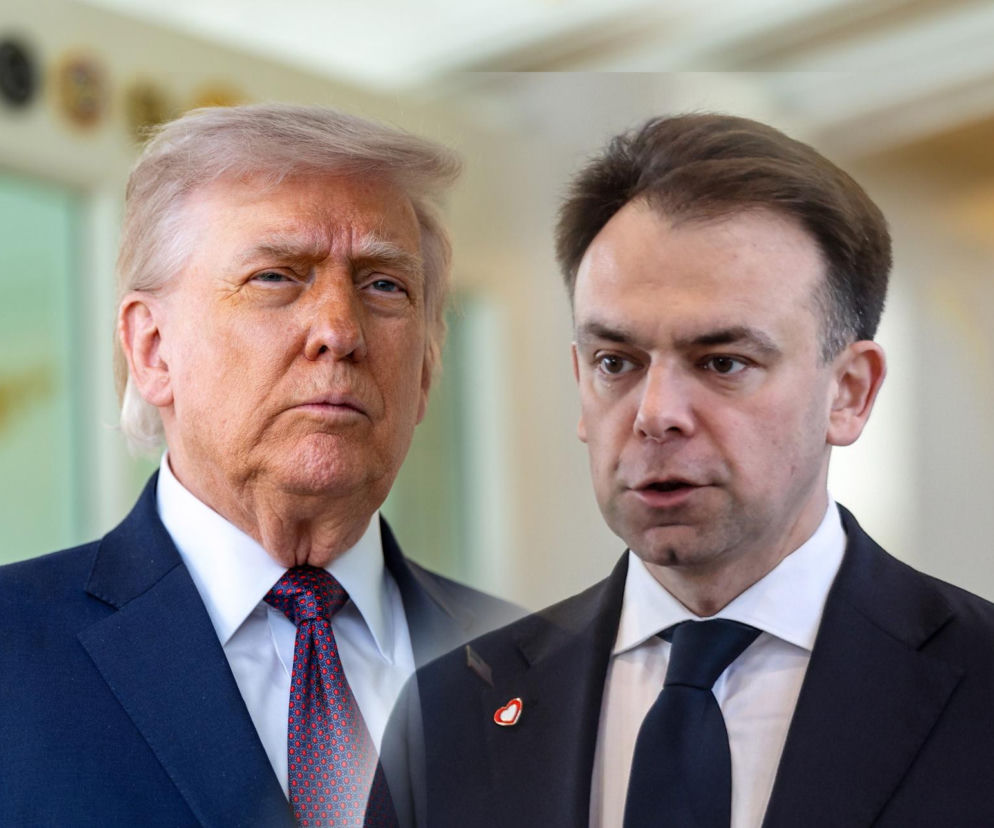 Były prezydent USA Donald Trump i minister finansów Andrzej Domański na wspólnym ujęciu, omawiający wpływ globalnych konfliktów i działań Trumpa na polską inflację, o czym można przeczytać na Super Biznes.