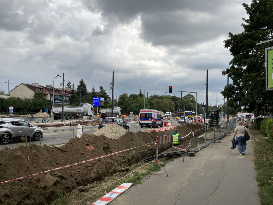 Budowa tramwaju na ul. Sobieskiego w Warszawie