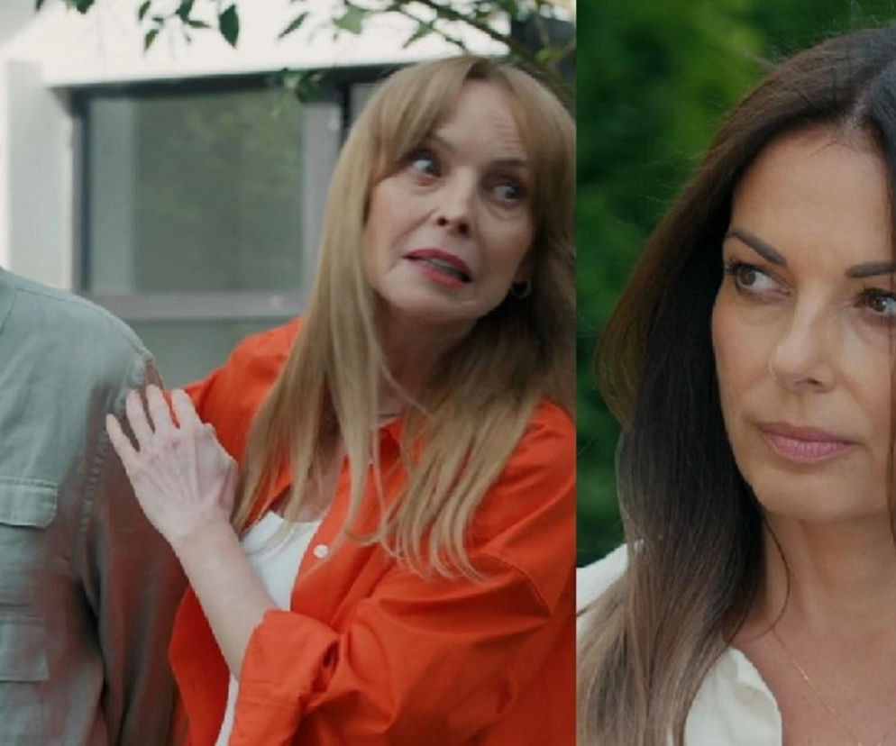 Agnieszka (Katarzyna Tlałka) z przerażonym Czesławem (Marian Jaskulski) i zamyślona Kasia (Katarzyna Glinka) w serialu Barwy szczęścia, której lęk ojca zmusza do refleksji, o tym i innych serialach przeczytasz na portalu Super Seriale.