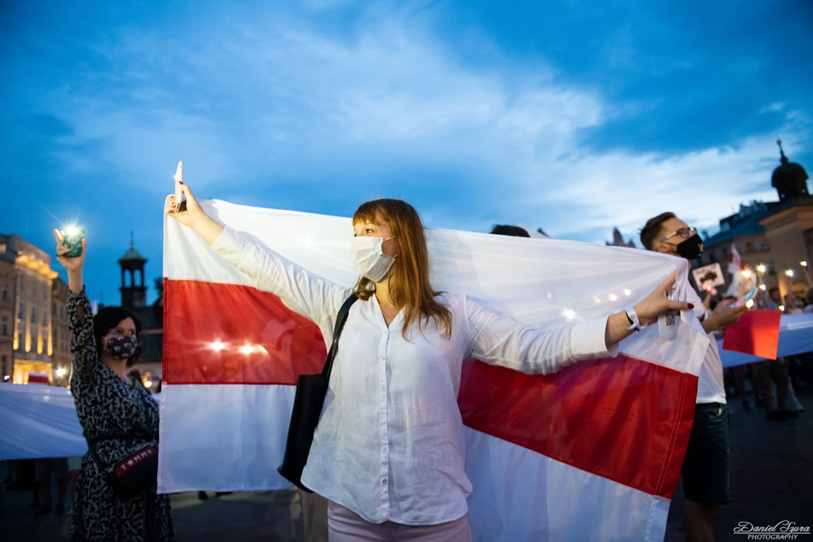 Marsz solidarności z Białorusinami w Krakowie