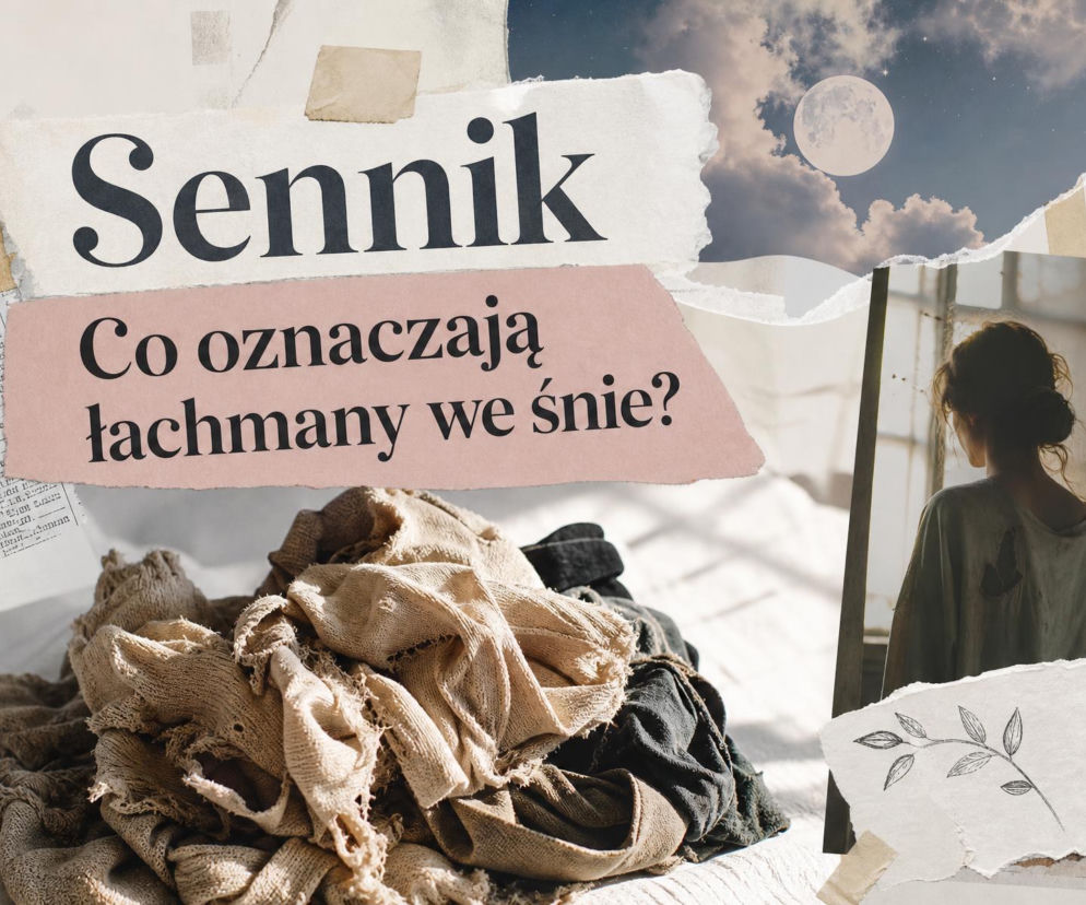 Sterta starych, podartych łachmanów obok kobiety patrzącej w okno. O symbolice snów przeczytasz na SE.