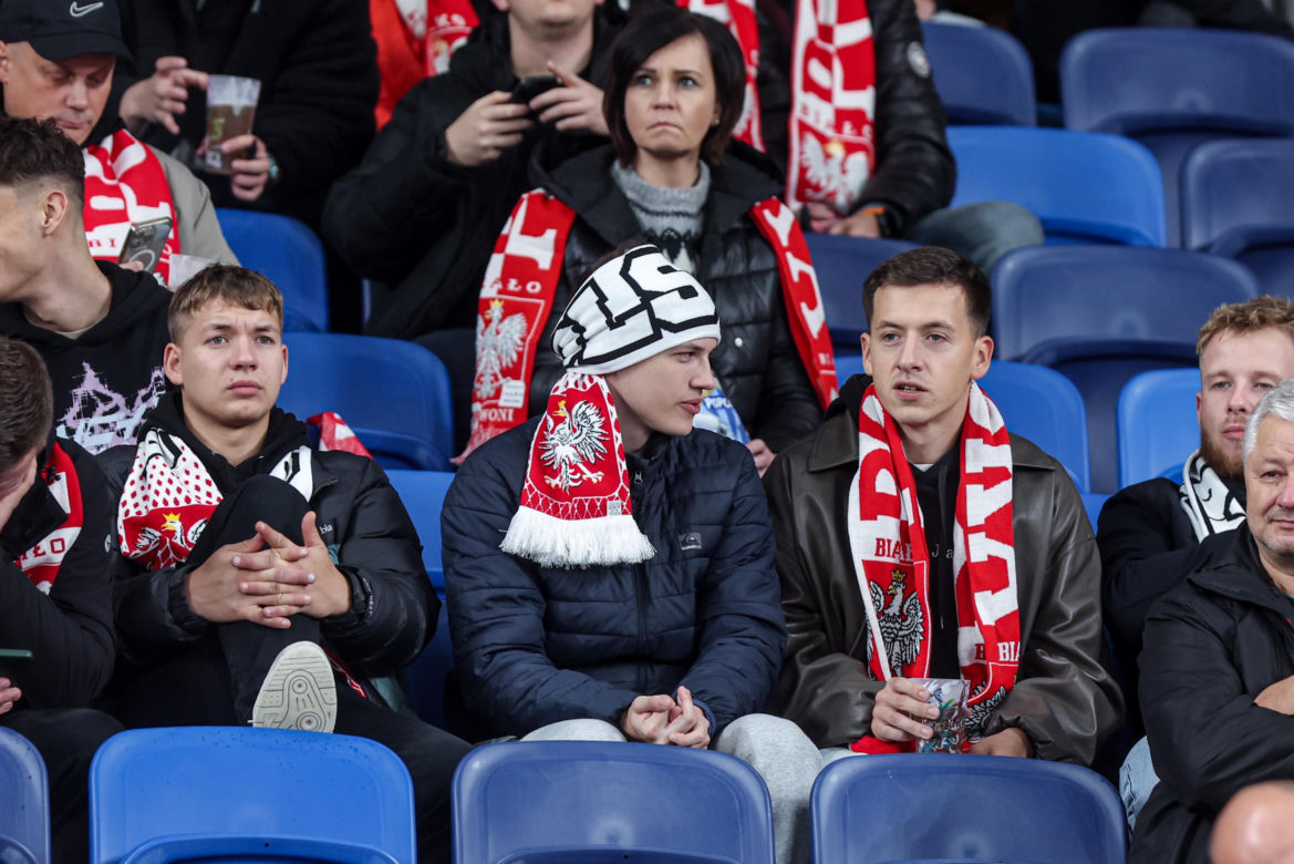 Kibice na meczu Polska -Nowa Zelandia na Stadionie Śląskim