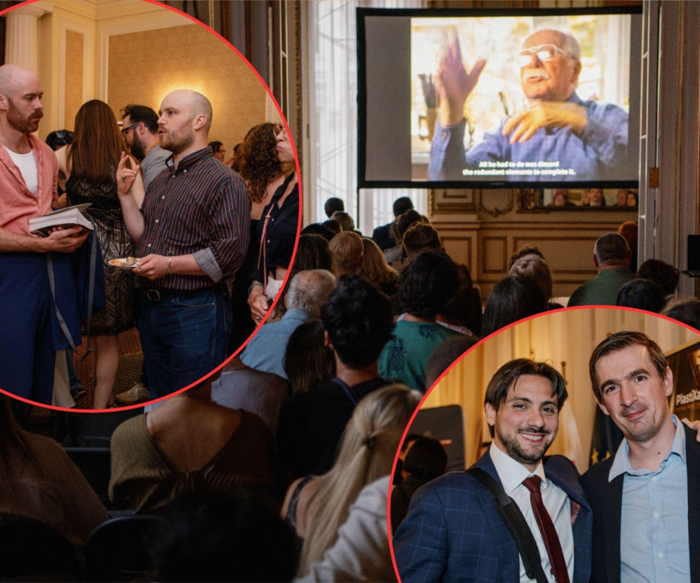 Publiczność w konsulacie ogląda film. Obok miniatury z gośćmi Greenpoint Film Festival. O szczegółach przeczytasz na SE USA.