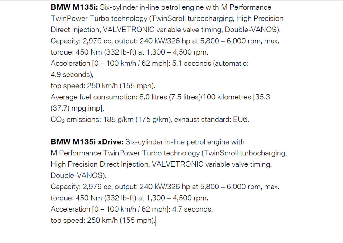2015 BMW M135i po liftingu
