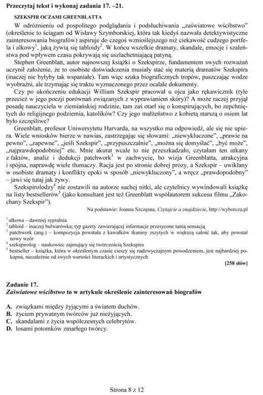 Próbny egzamin gimnazjalny - Język polski