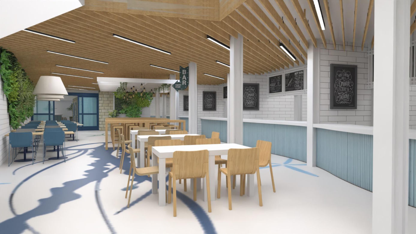 Food hall w Krzywym Domku w Sopocie - wizualizacja
