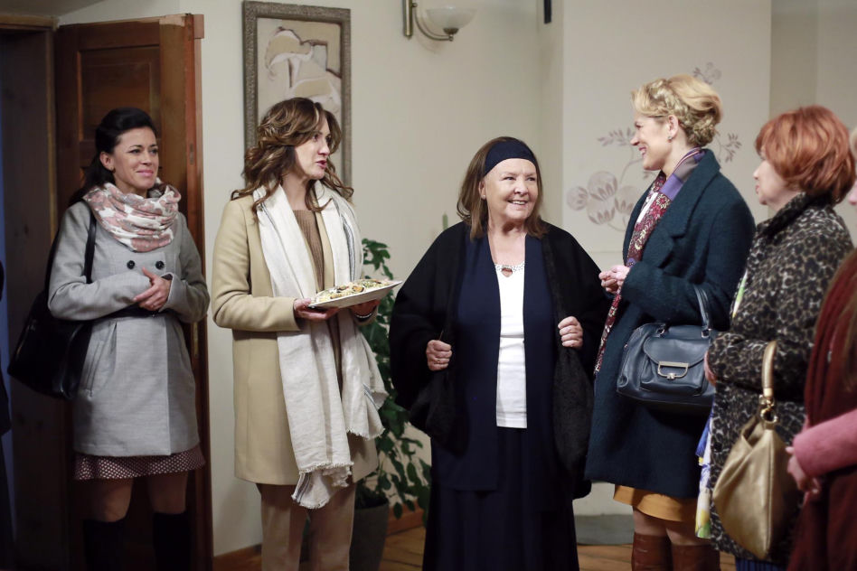 Ranczo 10 sezon. Francesca (Anna Iberszer), Lucy (Ilona Ostrowska), Michałowa (Marta Lipińska), Więcławska (Dorota Chotecka-Pazura), Hadziukowa (Dorota Nowakowska) listopad 2015 r.