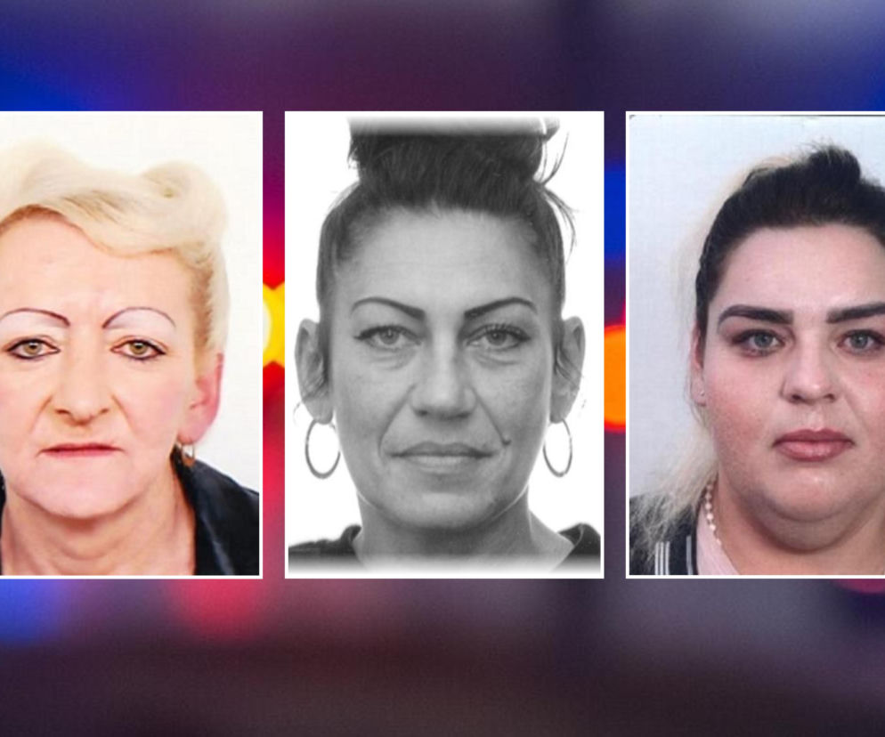 Trzy zdjęcia policyjne przedstawiają poszukiwane kobiety. Pierwsza to blondynka w średnim wieku, druga to kobieta z ciemnymi włosami związanymi w kok, trzecia to kobieta o ciemnych włosach i pełniejszej twarzy. Wszystkie poszukiwane są za oszustwa, a więcej informacji o nich znajdziesz na naszym portalu.
