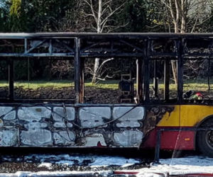 Autobus miejski spłonął doszczętnie na środku ulicy! Szok w Łodzi [ZDJĘCIA]