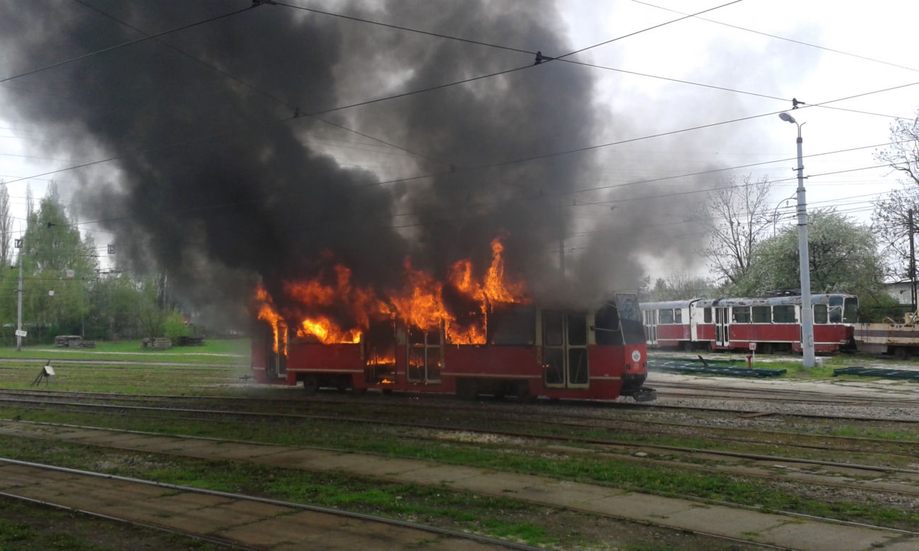 Pożar tramwaju w Chorzowie