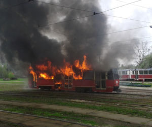 Pożar tramwaju w Chorzowie