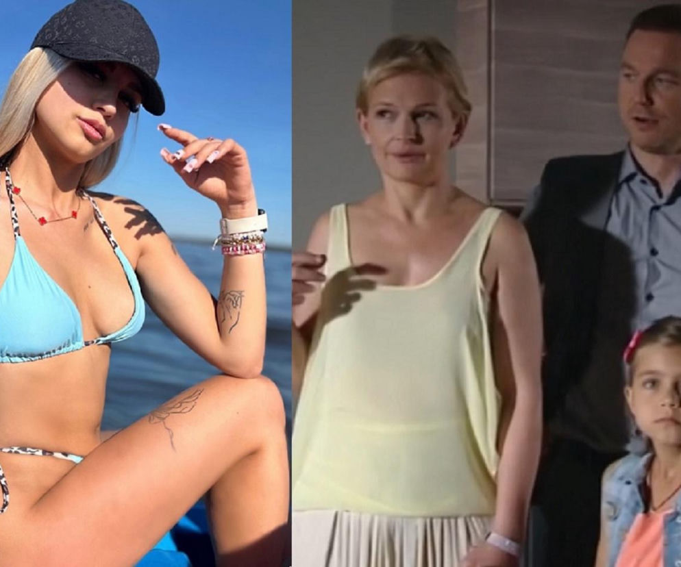 Dorosła Julia Paćko w bikini i czapce. Obok kadr z serialu M jak miłość. O zmianie aktorki dowiesz się w SE Superseriale.