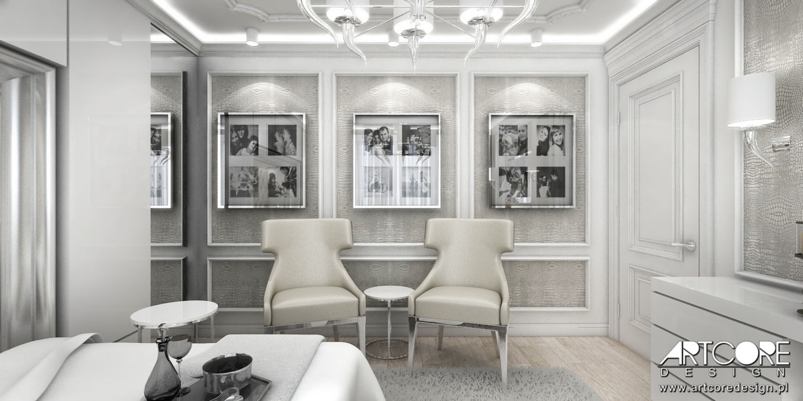 Sypialnia glamour - projekt wnętrza.