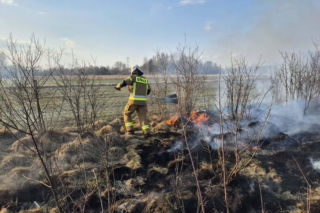 Wiosenna plaga: Pożary traw. Na zdjęciach akcja gaśnicza w Nowych Żukowicach