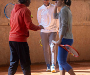 Iga Świątek i Rafael Nadal w czasie treningu na Majorce