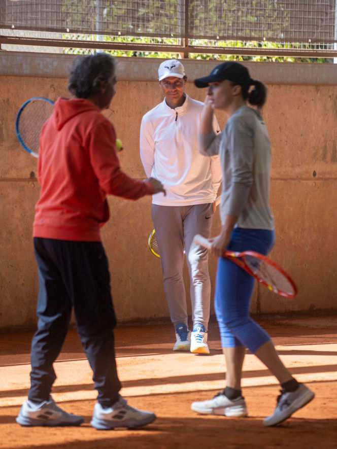 Iga Świątek i Rafael Nadal w czasie treningu na Majorce