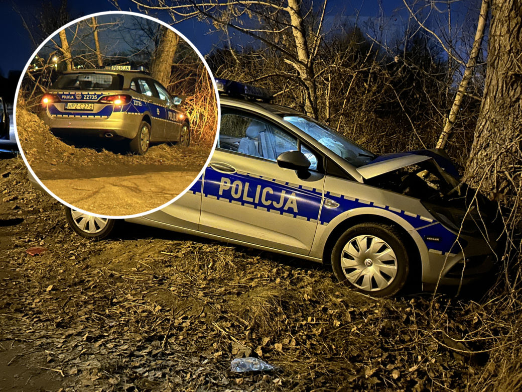 Dawidy Bankowe. Radiowóz uderzył w drzewo. W środku były dwie nastolatki