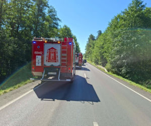 Niebezpieczny wypadek w Lesie Rzepińskim. Kierowca Nissana dachował