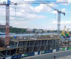 Budowa Morskiego Centrum Nauki w Szczecinie - kwiecień 2020
