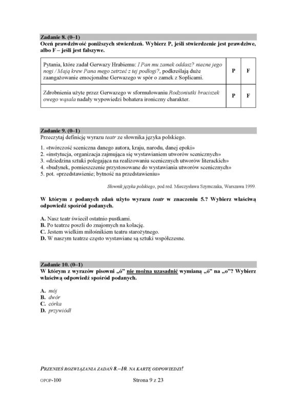 Próbny egzamin ósmoklasisty 2020. Arkusz z języka polskiego
