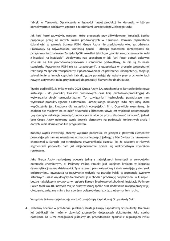 Oświadczenie Grupy Azoty 
