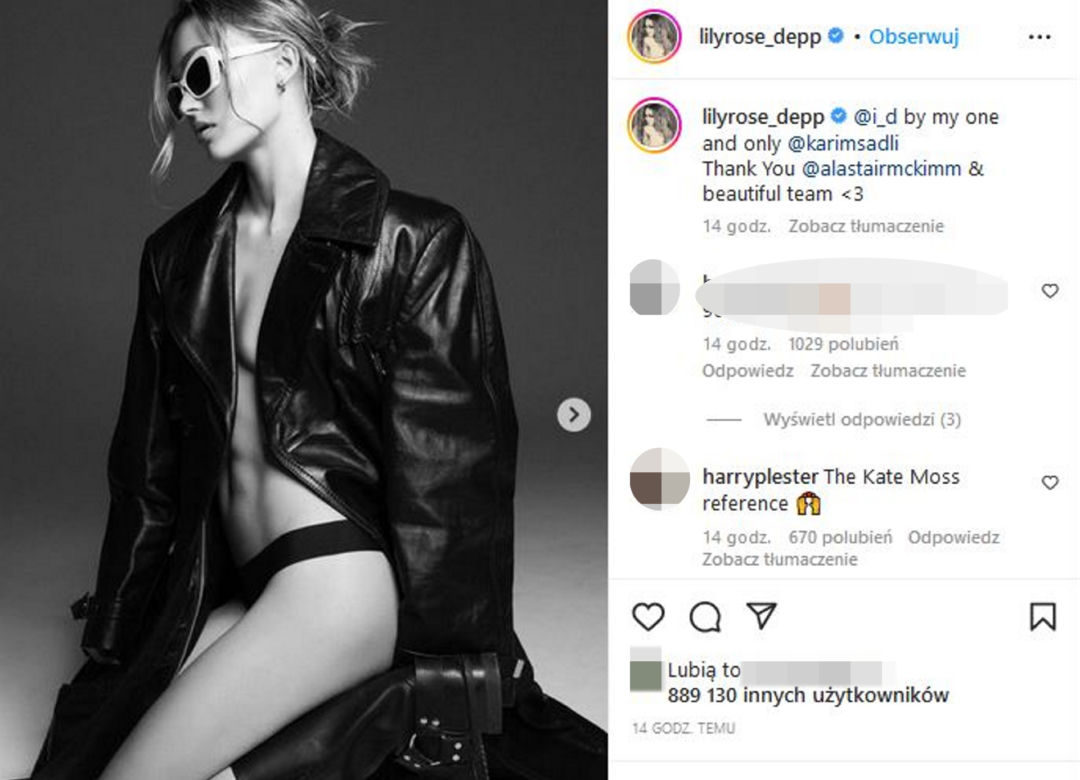 Lily Rose Depp odsłoniła nagie piersi