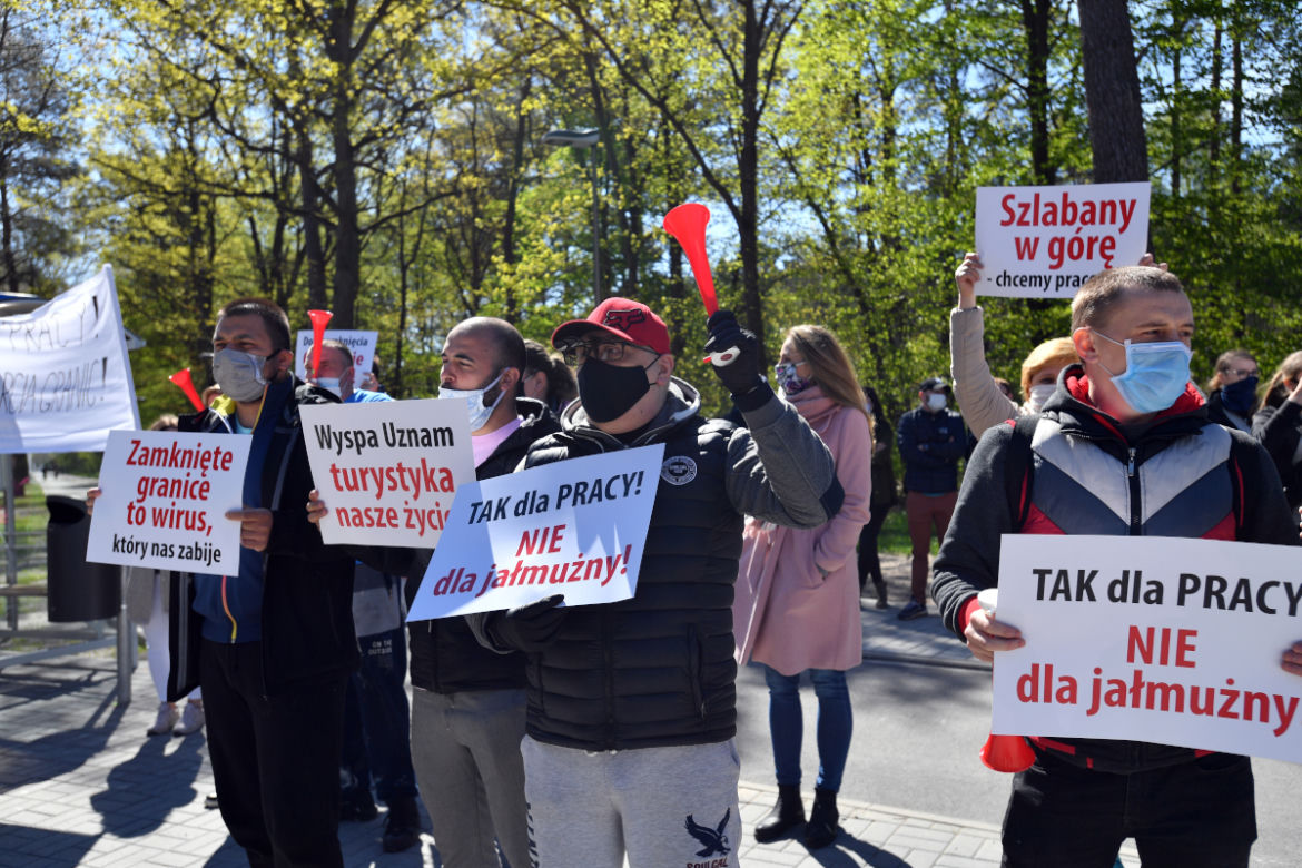 Protesty na granicy w Świnoujściu - 8 maja 2020