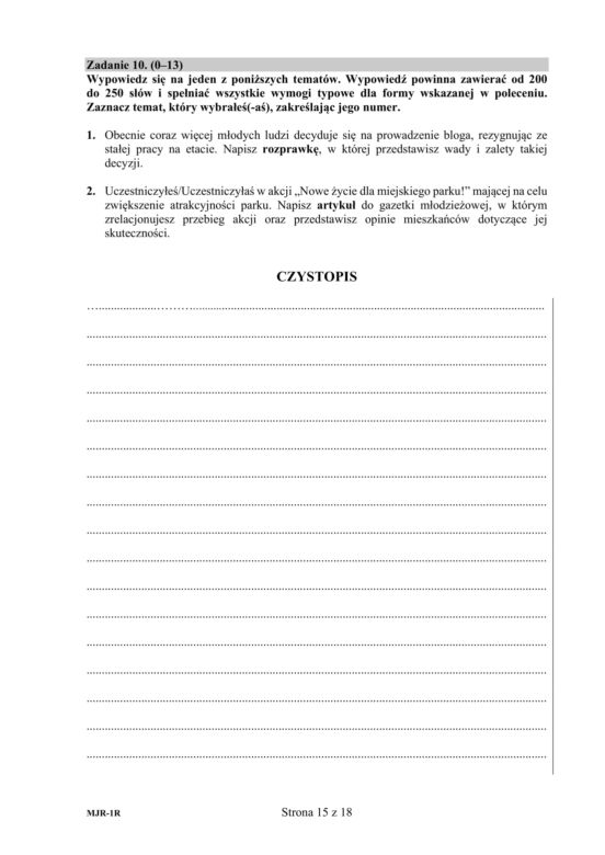 ARKUSZE CKE - Matura j. rosyjski - poziom rozszerzony 2019
